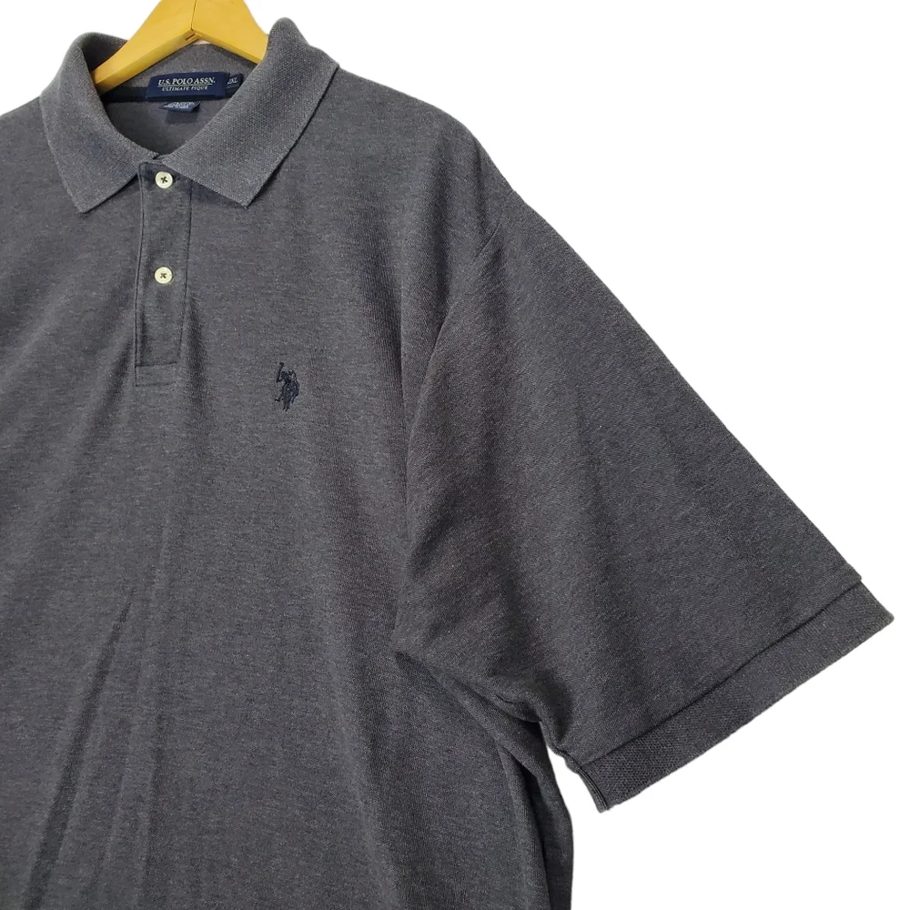 US Polo Association - Men's Charcoal Gray Short Sleeve Polo Shirt Size 2XL - Picture 2 of 16